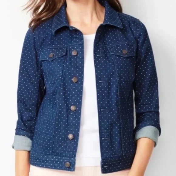 NWT Talbots Denim Jacket with polka dots - Picture 1 of 3